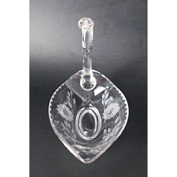 Vintage Swan Candy Dish Etched Cornflower Pattern WJ Hughes Canada - Picture 4 of 5